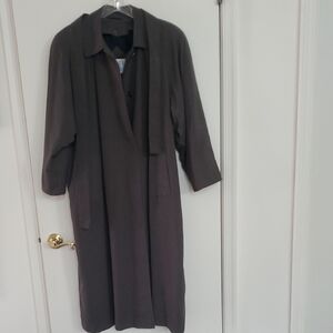 Lady's 12P Gray Long Trench Coat w/removable lining (belt/pockets)